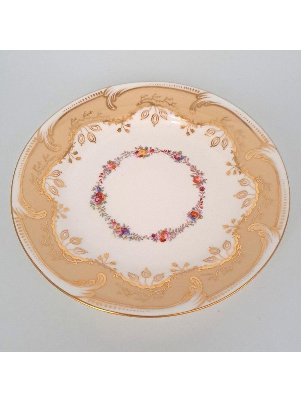 Vintage Floral & Gold Trim Plate With Intricate Design